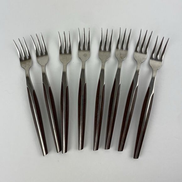 VTG ELDAN Stainless Flatware Spoons Forks Silverware Black Japan MCM 18 Piece - Picture 14 of 16
